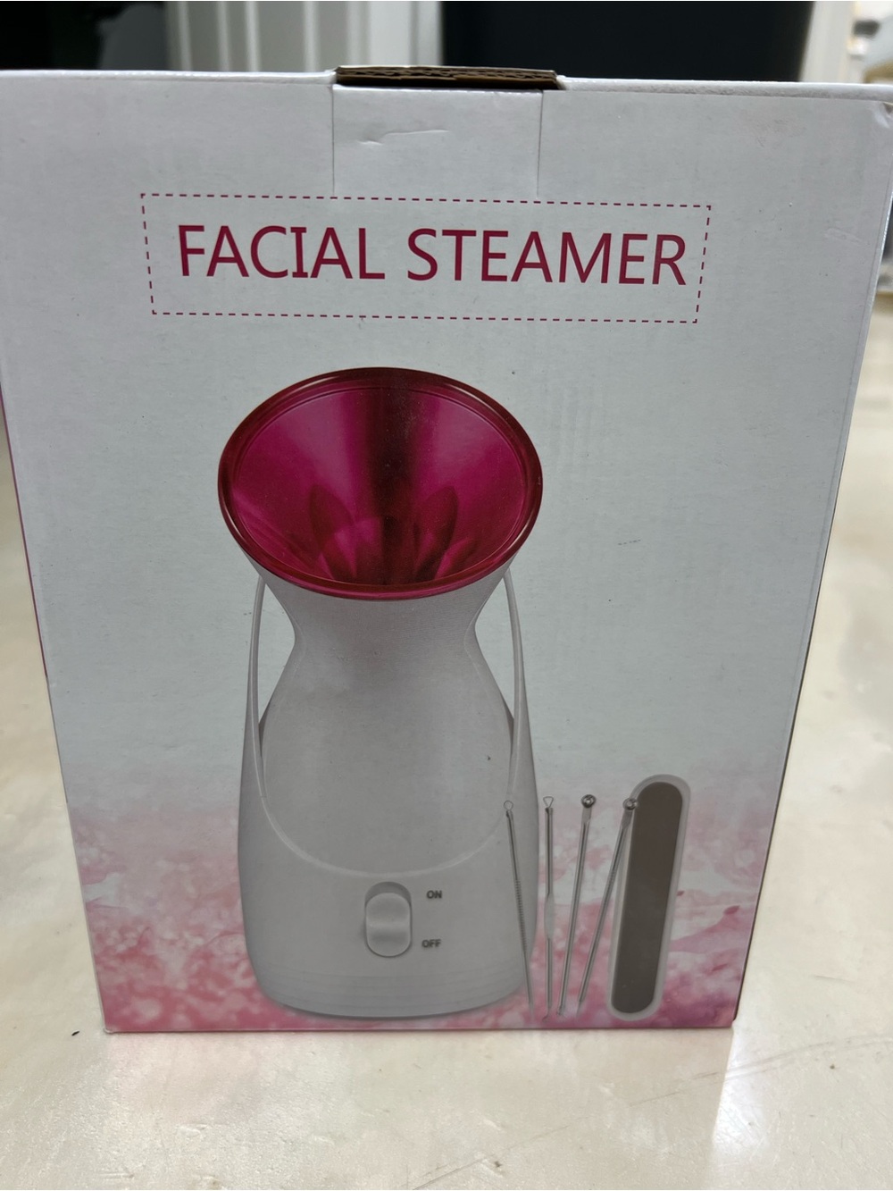 Facial Steamer with Pink Accent - Hydrating Women’s Skincare Device